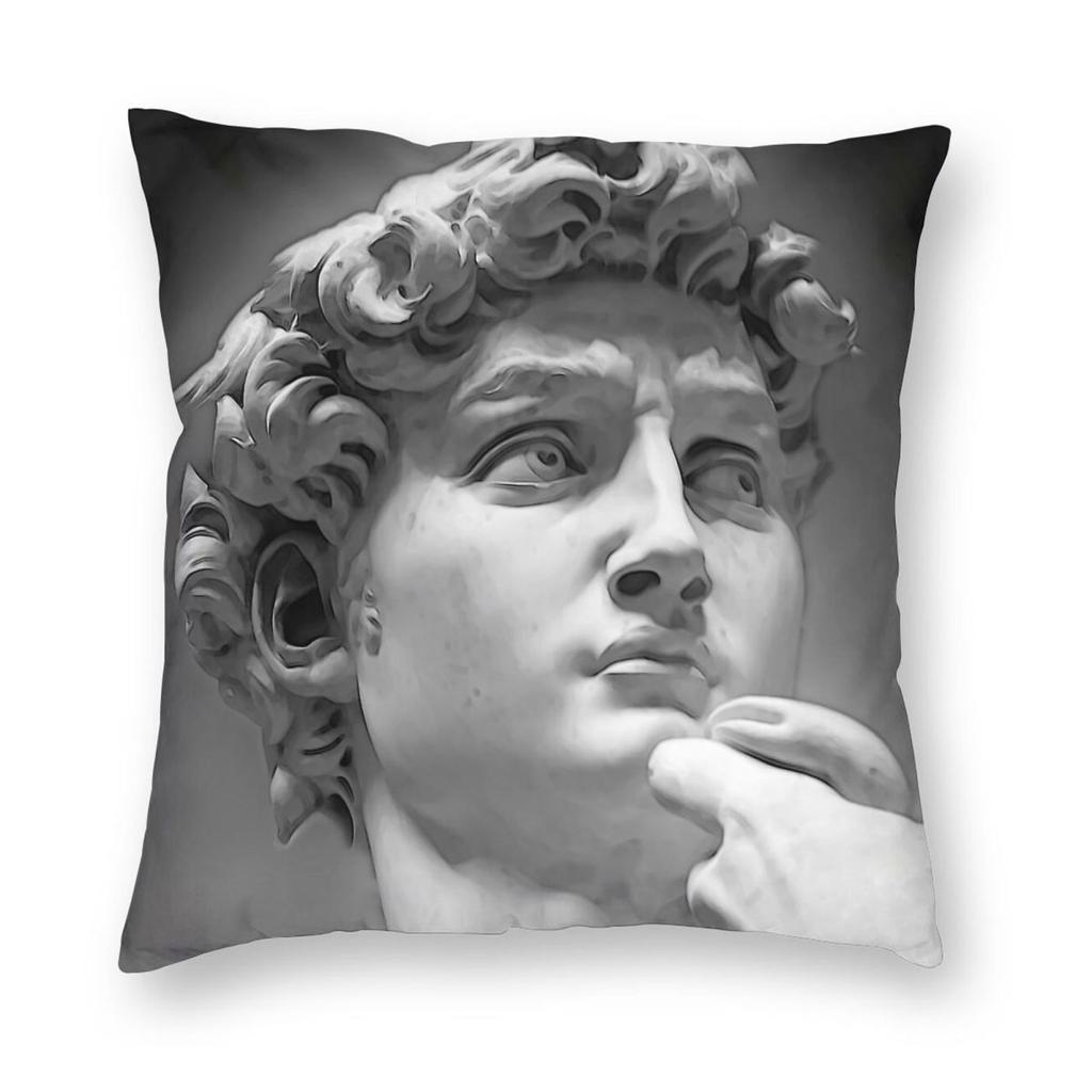 Michelangelo The David Pillowcase Polyester Linen Velvet Printed Zip Decor Home Cushion Cover