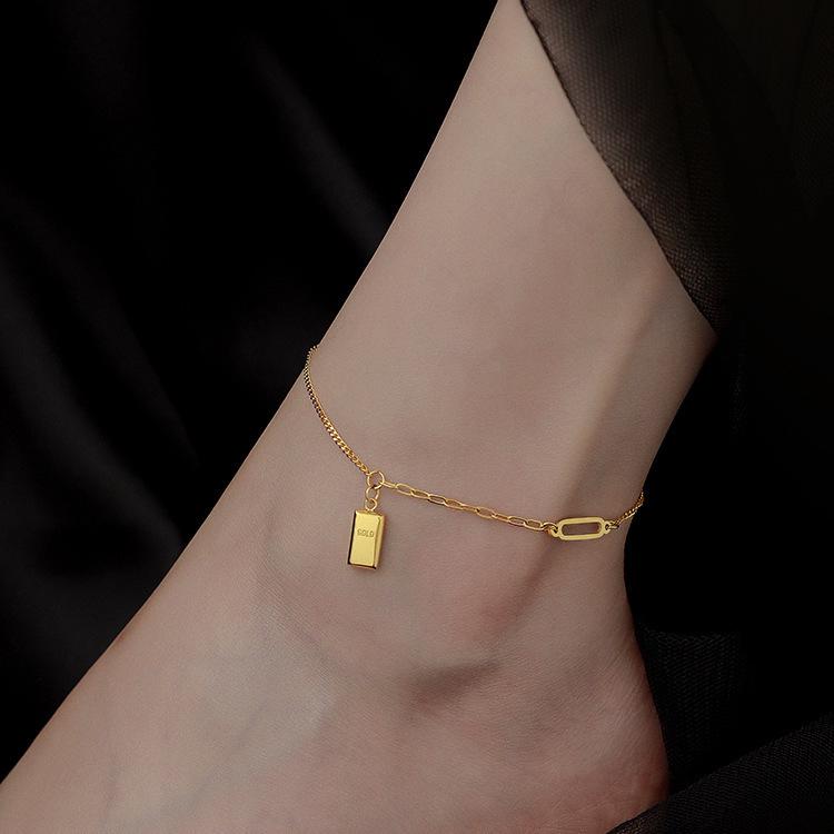 Wszechstronna pozłacana bransoletka na kostkę z 18-karatowego złota: Stylowy Codzienny Luksus dla Kobiet