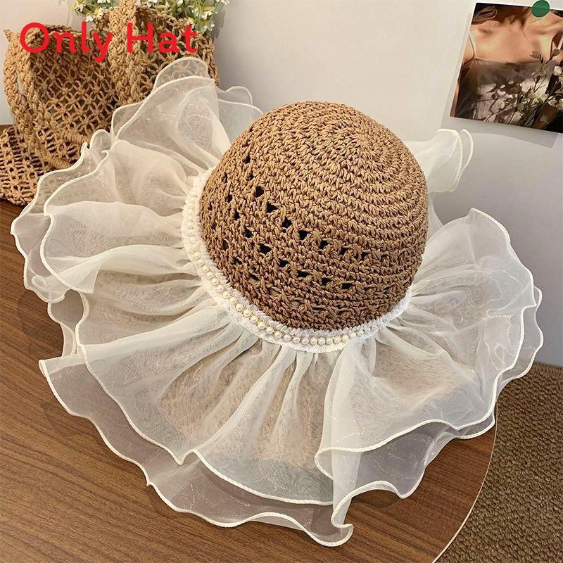 Sun Protection Sunhat For Women Foldable Korean Style Breathable Wide Brim Summer Hat
