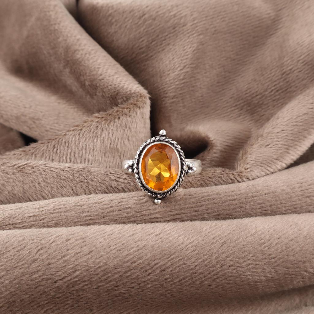 Citrine Ring Gemstone Jewelry, 925 Solid Sterling Silver Ring, Handmade Jewelry Birthstone Ring, Gift For Love