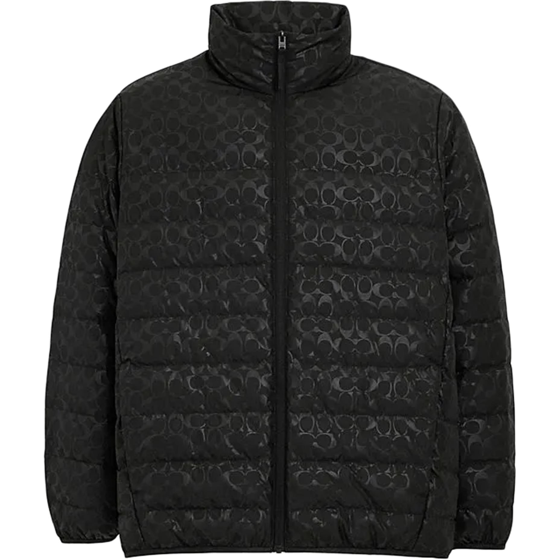 

Coach SS24 Jacquard Stand Collar Zipper Long Sleeve Down Jacket Men Outerwear Black CT730-BLK XL