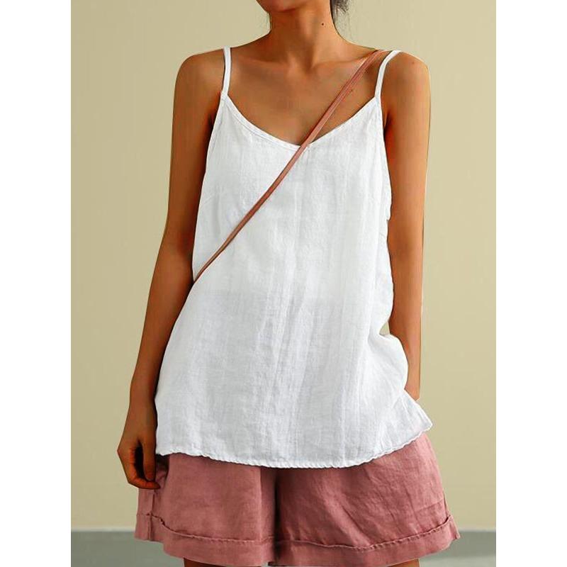 TIFICY Camicette e camicie senza maniche con scollo a V, stampa tinta unita, moda casual estate primavera da donna