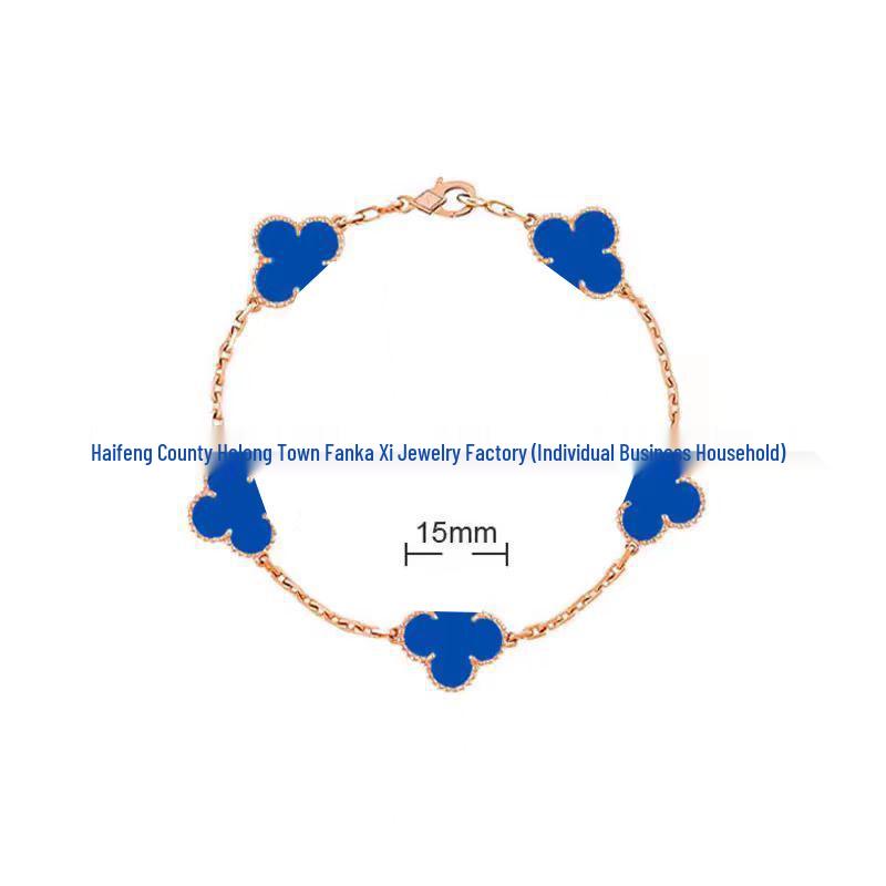 Bransoletka V Gold z Różowego Złota 18K z Koniczyną na Szczęście, Fioletowym Chalcedonem i Czerwonym Agatem dla Kobiet