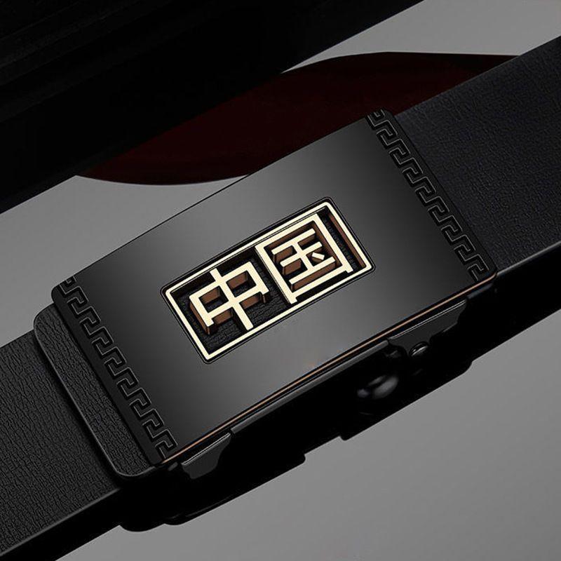 Men's Belt Genuine Leather Automatic Buckle National Trend Style Casual Belt Men's Cowhide Business Young People Versatile