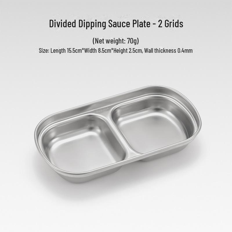 304 Stainless Steel Outdoor Divided Sauce & Seasoning Dish - Dual & Triple Grid for Camping