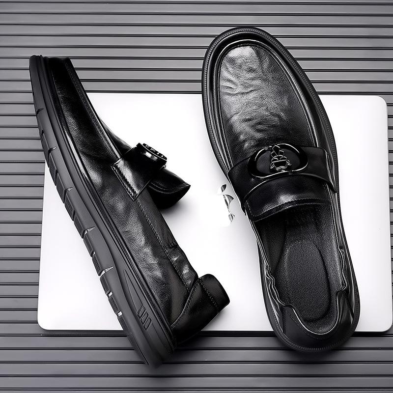 Fashion Spring Autumn Genuine Leather Loafers for Men Fashion Casual New Designer Shoes Male Solid Color Shallow Mouth Luxury Shoes Man