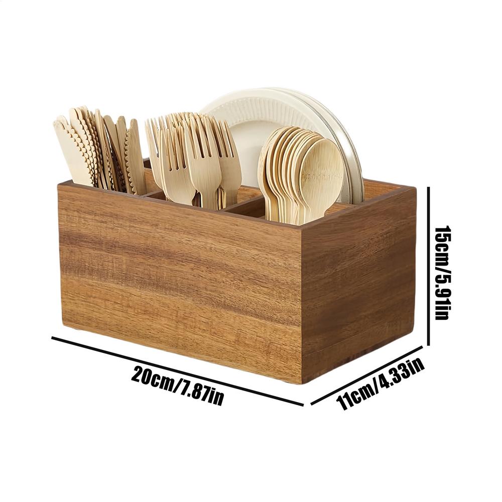 Подставка для столовых приборов Деревянная подставка для столовых приборов 4 отделения для столовых приборов Настольный органайзер для ложек палочек кухонные столешницы обеденная зона 7470₽