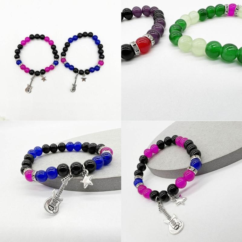 Star Guitar Y2k Cool Girl Acrylic Beads Guitar Five-pointed Star Stacked Bracelets Couple Ins Niche Pentagrams Bracelets