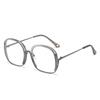 68040 Metal Half-Circle Large-Frame Glasses Frame, Plain Men'S And Women'S Anti-Blue Flat Glasses
