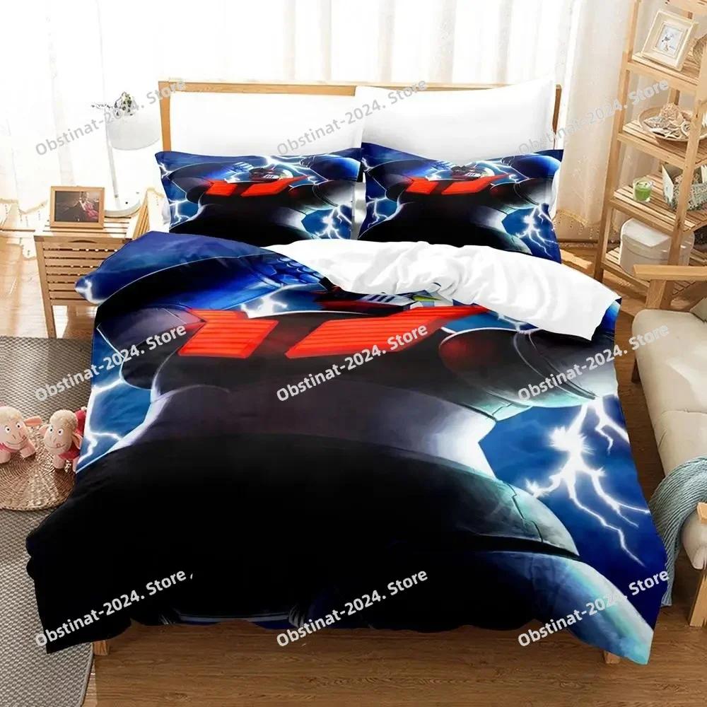 Mazinger Z Bedding Set Printed With Pillowcase Bed Duvet Cover Soft Single Double Queen Super King Size Aldult Kid Bedroom