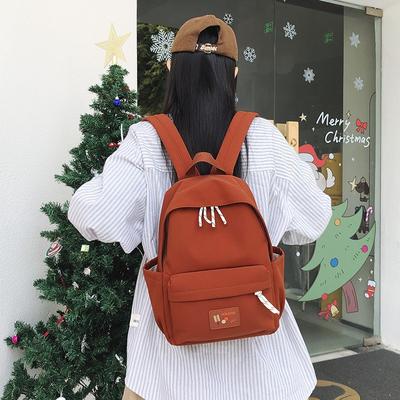 New Casual Simple Solid Color Backpack Large Capacity Junior High School Student Schoolbag