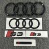 3A S3 4Ring logo ABS Black Car Hood Front Grill Emblem Rear Trunk Badge Sticker S3 Emblem 3A Sport Sticker For S3 2010-2020A3