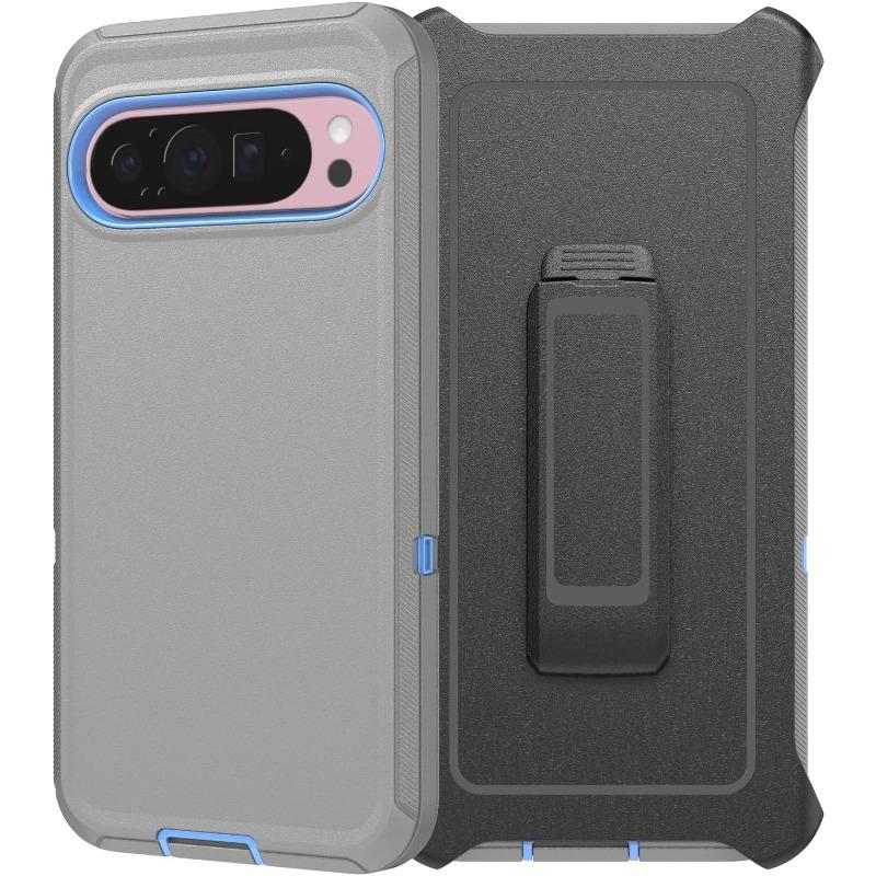 

Premium 3IN1 Military Grade Rugged Phone Cases For Google Pixel 10 9 8 Pro XL Shockproof Durable With Clip Hard Protective Cover Google Pixel 10 серый