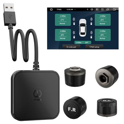 USB Android Car TPMS USB TMPS Wewnętrzny Zewnętrzny Czujnik Android Nawigacja System Alarmowy System Monitorowania Ciśnienia w Oponach Z 4 Czujnikami