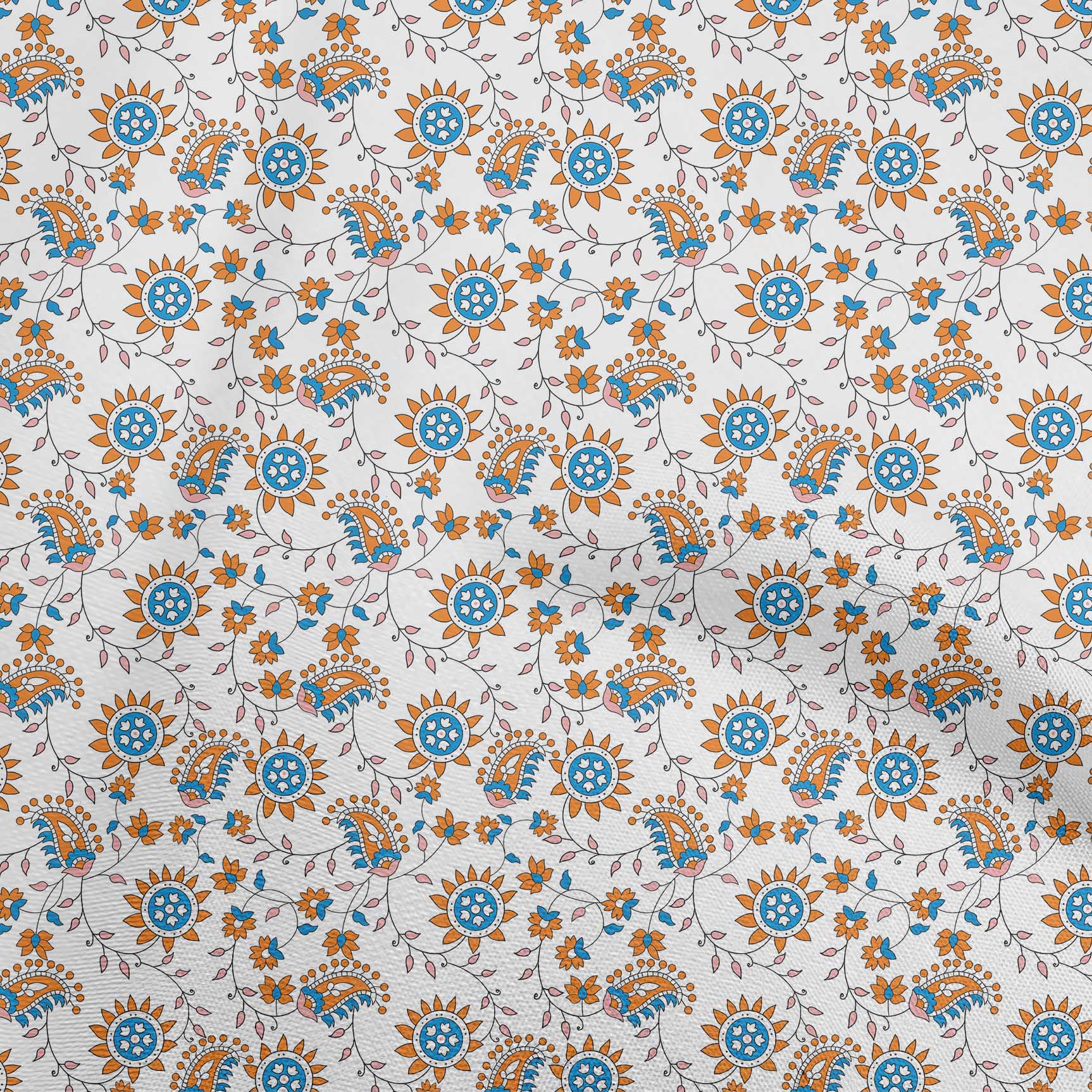 

OneOone Бавовняний поплін, блакитна тканина, тканина для шиття Пейслі, тканина з принтом у дворі, 42 дюйми 42 Inch Wide - Viscose Chiffon білий