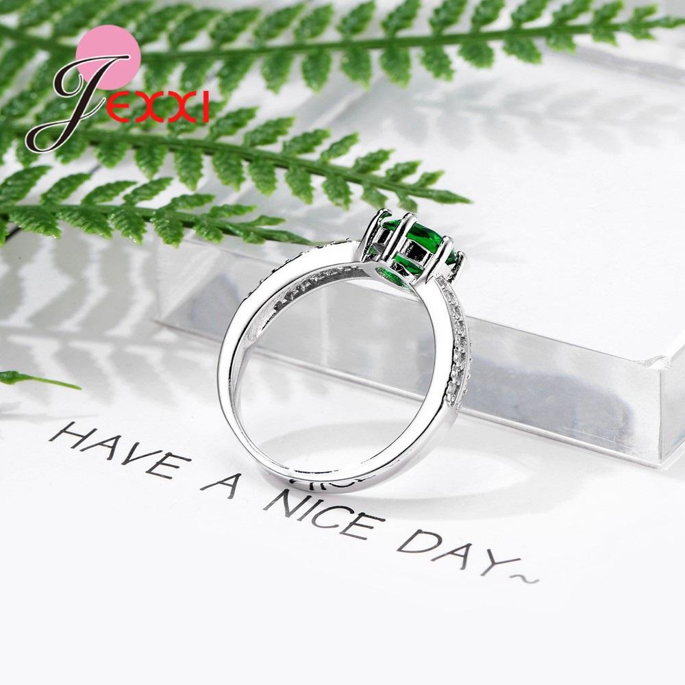 Charm 925 Sterling Silver Color Lake Green/Purple Cubic Stone For Wedding Engagement Rings Jewelry With Austrian Crystals Anillo