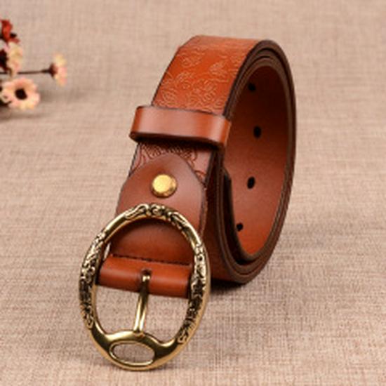 Women's Genuine Leather Hollow Pin Buckle Belt - Fashionable, Versatile, Retro Casual Waist Belt for Jeans