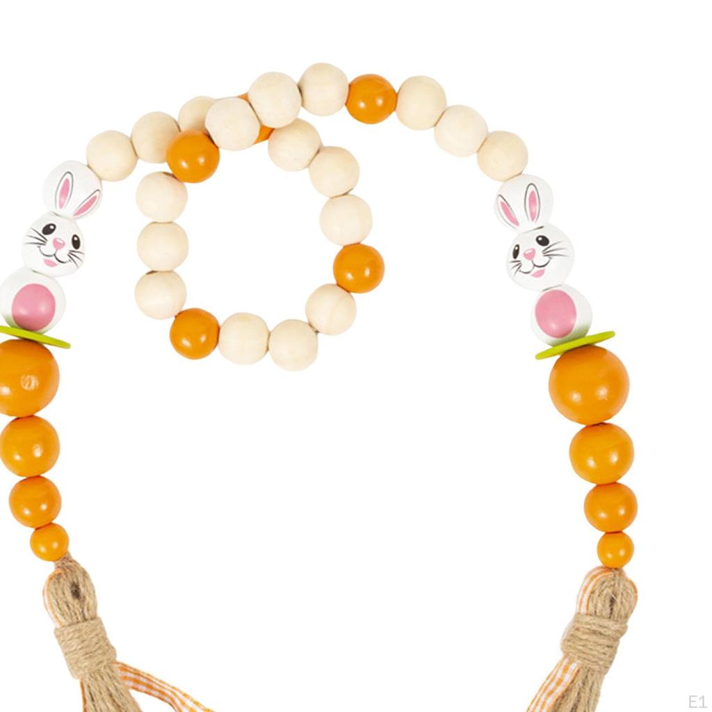 Easter Bead Garland with Wood Elements for Spring Celebrations And Home Decor