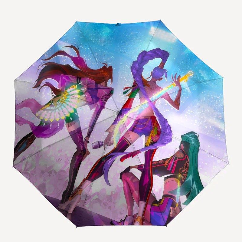 Fantasy Concert: Colorful Anime Characters MerchandiseUmbrella with Cute Design,Portable 3-Fold Compact Umbrella for Men&Women,Valentine's D