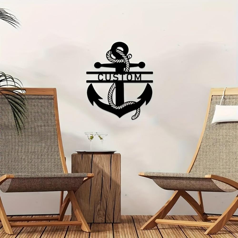 Vintage Anchor Metal Wall Art Personalized Home Decor Nautical Sign