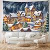 Joyful Ambiance, Christmas Tree & Festive Town Tapestry - Versatile Wall Hanging for Home Decor, Perfect for Bedroom, Living Room, and Outdoor Use - D