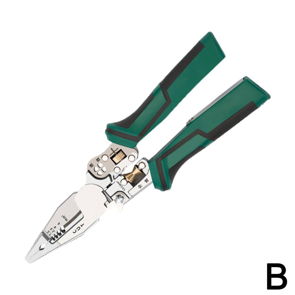 9 In 1 Wire Stripper Stainless Steel Electrician Cable Cutter Wire Crimping Pliers Clamper Splitting Winding Multi Function Tool