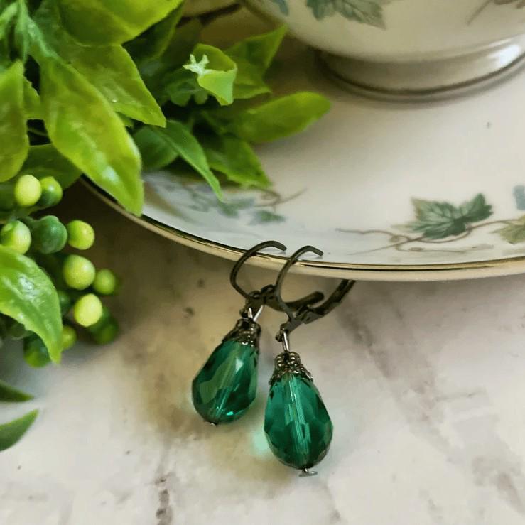 Victoriaanse Era Waterdruppel Kristallen Oorbellen in Retro Barokke Stijl Sieraden