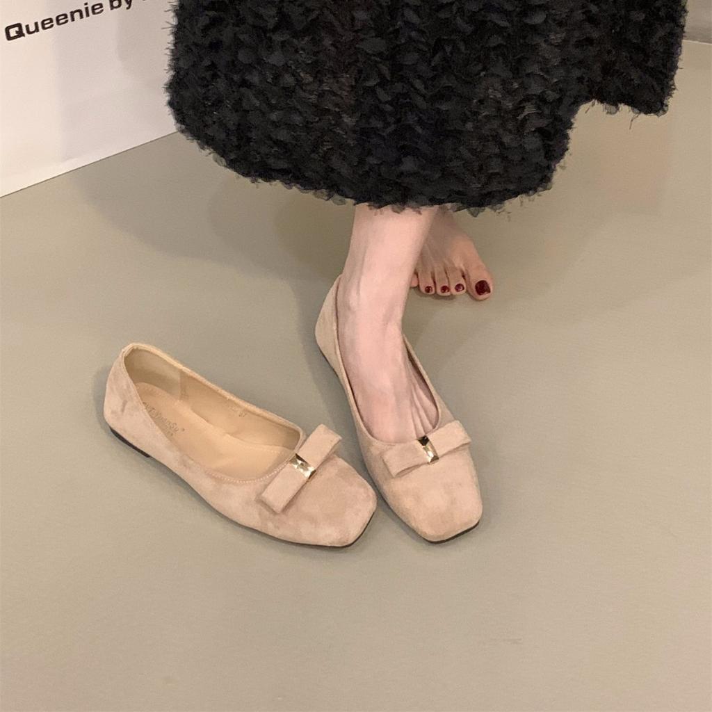 Flat-bottomed French red bow single shoes women's shoes 2025 new spring and autumn ballet with skirt evening shoes