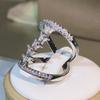 925 Silver Geometric Zircon Ring Ladies Party Jewelry Irregular Ring "Z" Unisex Wedding Cookic Jewelry Gift