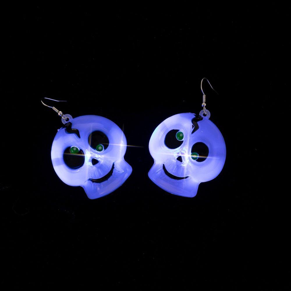 

Black Cat Luminous Halloween Pendant Spider LED Skull Earrings Accessories Ear Clips D