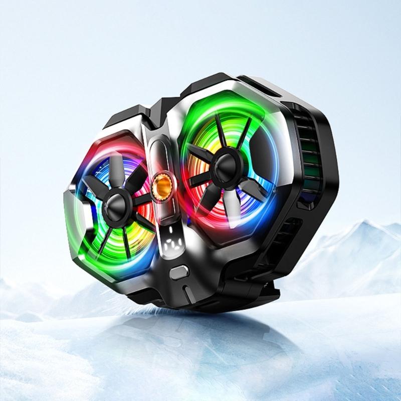 double  Semiconductor Cooling Chip Mobile Phone Coolers with Color  Light & Temp Display Cooling System for Gaming & Str