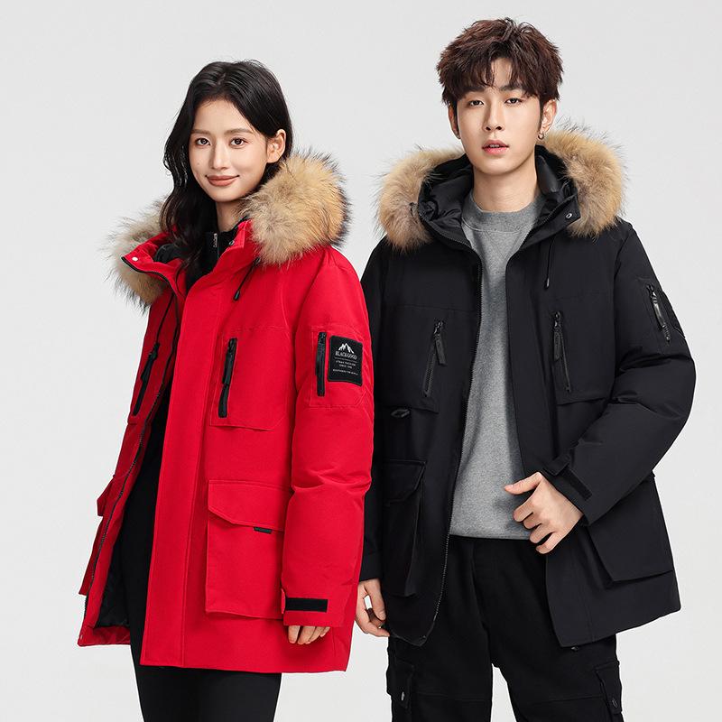Winter thick down jacket men and women couples tide brand cross-border tooling can be opened two outdoor tooling fur collar pie overcome coat