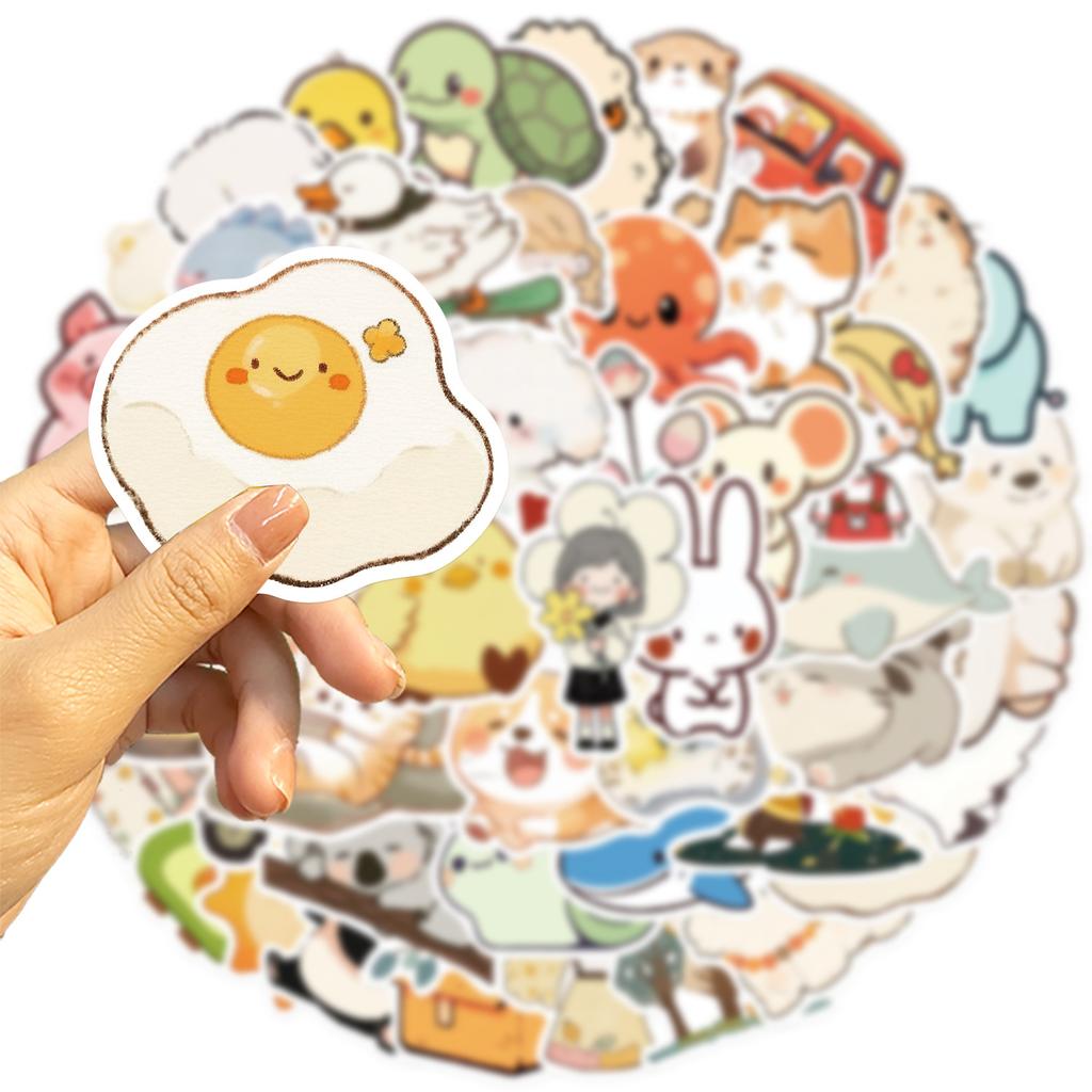 50 Cartoon Simple Style Cute Stickers Decorate Guitar Notebook Suitcase DIY Waterproof Party Stickers