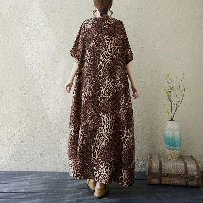 Kortermet Plus size bomull vintage floral nytt i kjoler for kvinner uformell løs lang sommerkjole
