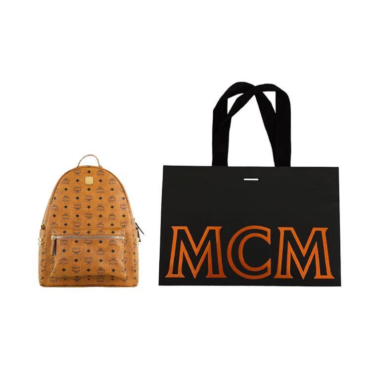 MCM Monogram Classic Double-Sided Studded Coated Canvas Backpack Medium Unisex backpack Brown Cognac MMK6SVE38CO001