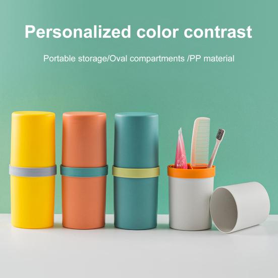 Travel Toothbrush Cup Storage Holder with 3 Slots Dustproof Compact Portable Bathroom Toothbrush Toothpaste Storage Rack