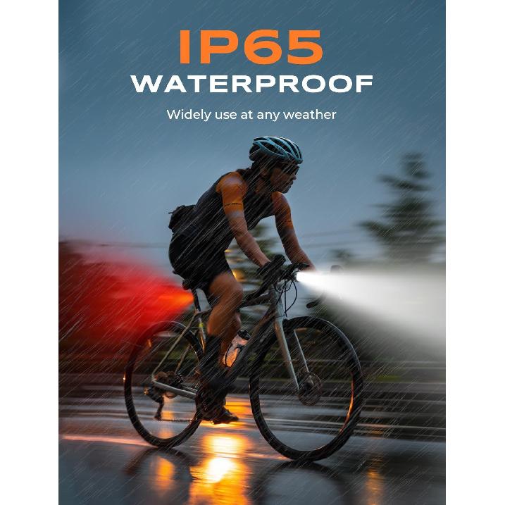 Bike Lights Set With Wide-Angle Reflectors, 8+6 Modes & Ultra-Light Bicycle Lights Powersports Accessory, IP65 Waterproof & Dual USB-C 1-2 Hrs Fast