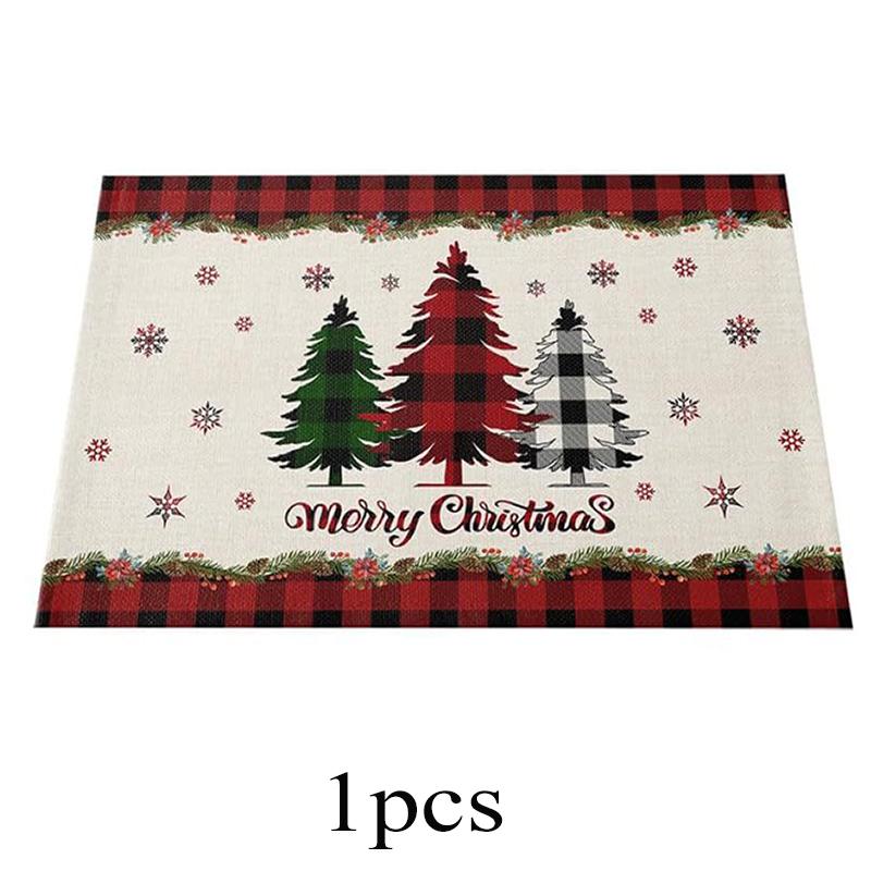 Christmas Tree Buffalo Plaid Placemats Set of 5 Christmas Placemats  Place Mats for Dinner Kitchen Table Party Home Decoration