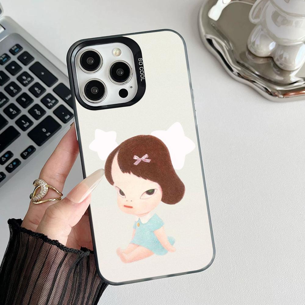 

Art Y-Yoshitomo Nara Phone Case Matte Colored Silver For Iphone 17 16 15 14 Pro 13 12 Air Plus 11 7 8 Max Luxury Cover iPhone 14 Pro Max