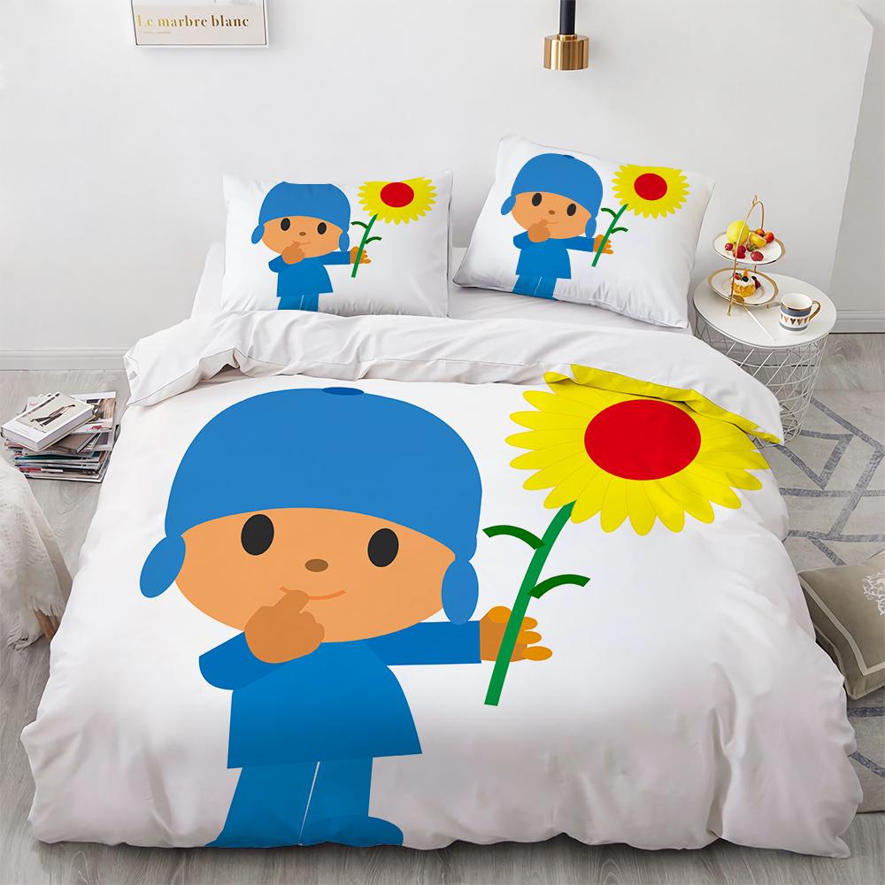 3D Print P-POCOYOS Kawaii Cartoon Bedding Set,Duvet Cover Bed Set Quilt Cover Pillowcase,King Queen Twin Size Boys Girls Adults