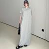 61035# Stylish Women's Over-the-Knee Slimming T-Shirt Dress - Simple, Modern, Short-Sleeved, and Loose-Fitting