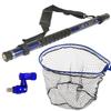 Landing Net Set with Carbon Handle and Raccal Net Size Reinforced Rubber Net Shaft, 3.5m/4m/4.5m/5m/5.5m/6m, L, Frame, (Blue, 5.5m)