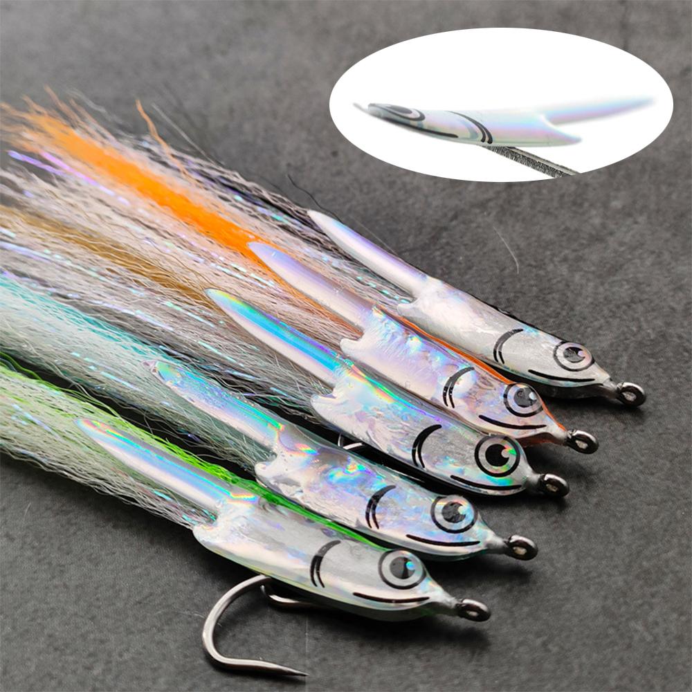 8 Paar Fleye Foils Fliegenbinde-Set Vorgeformte Fischseiten-Vinylmasken, Upgrade Künstliche Fischkopf-Aufkleber für Salzwasser-Fliegenfischen