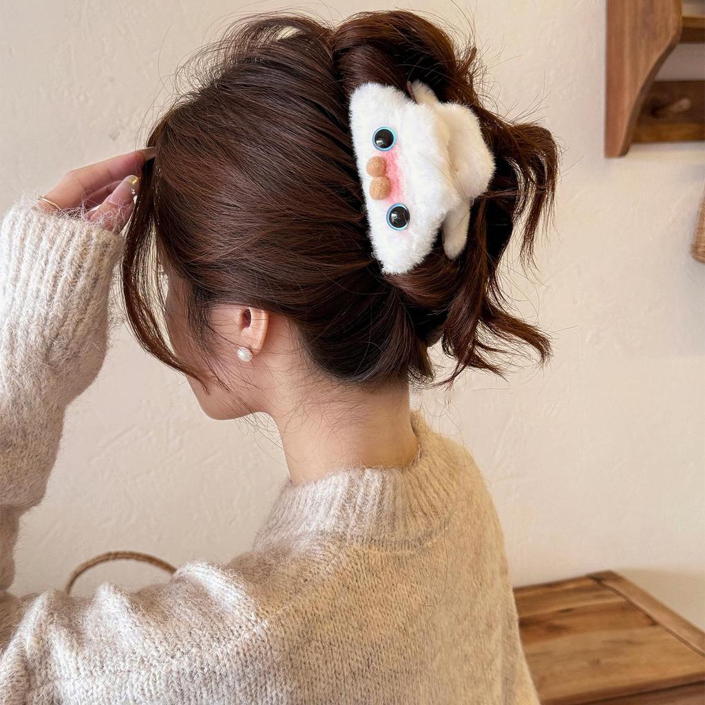Siamese Cat Plush Bow Hair Clip - Cute Versatile Autumn/Winter Retro Accessory