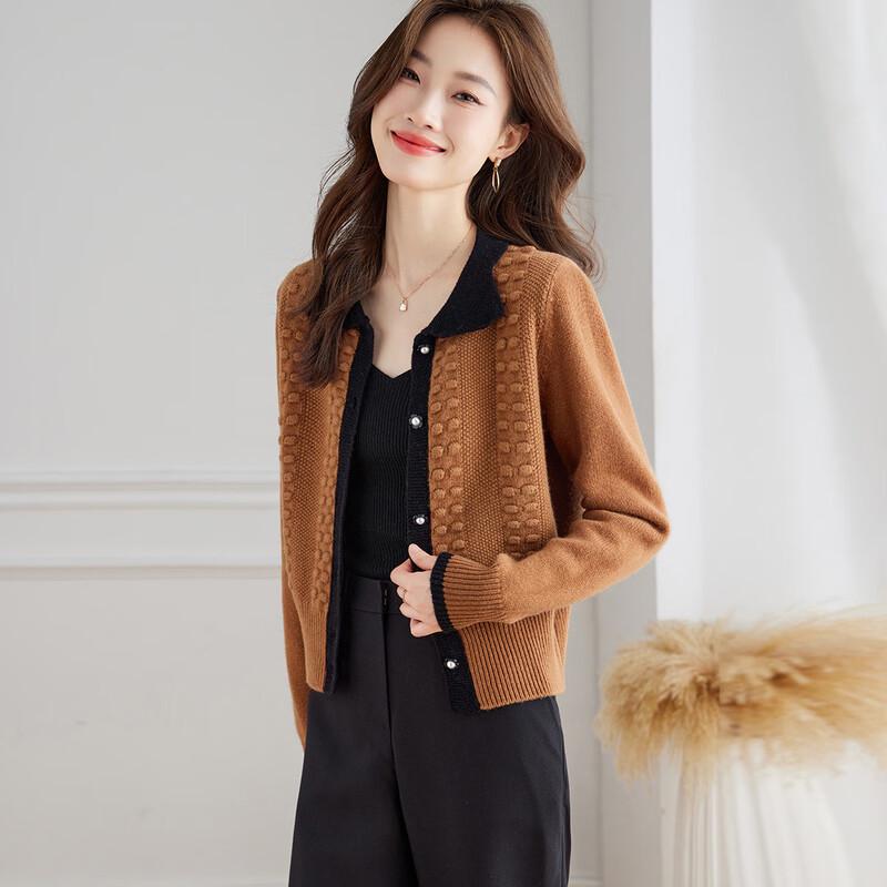 

Женский кардиган из чистой шерсти жаккардовой вязки с лацканами XL