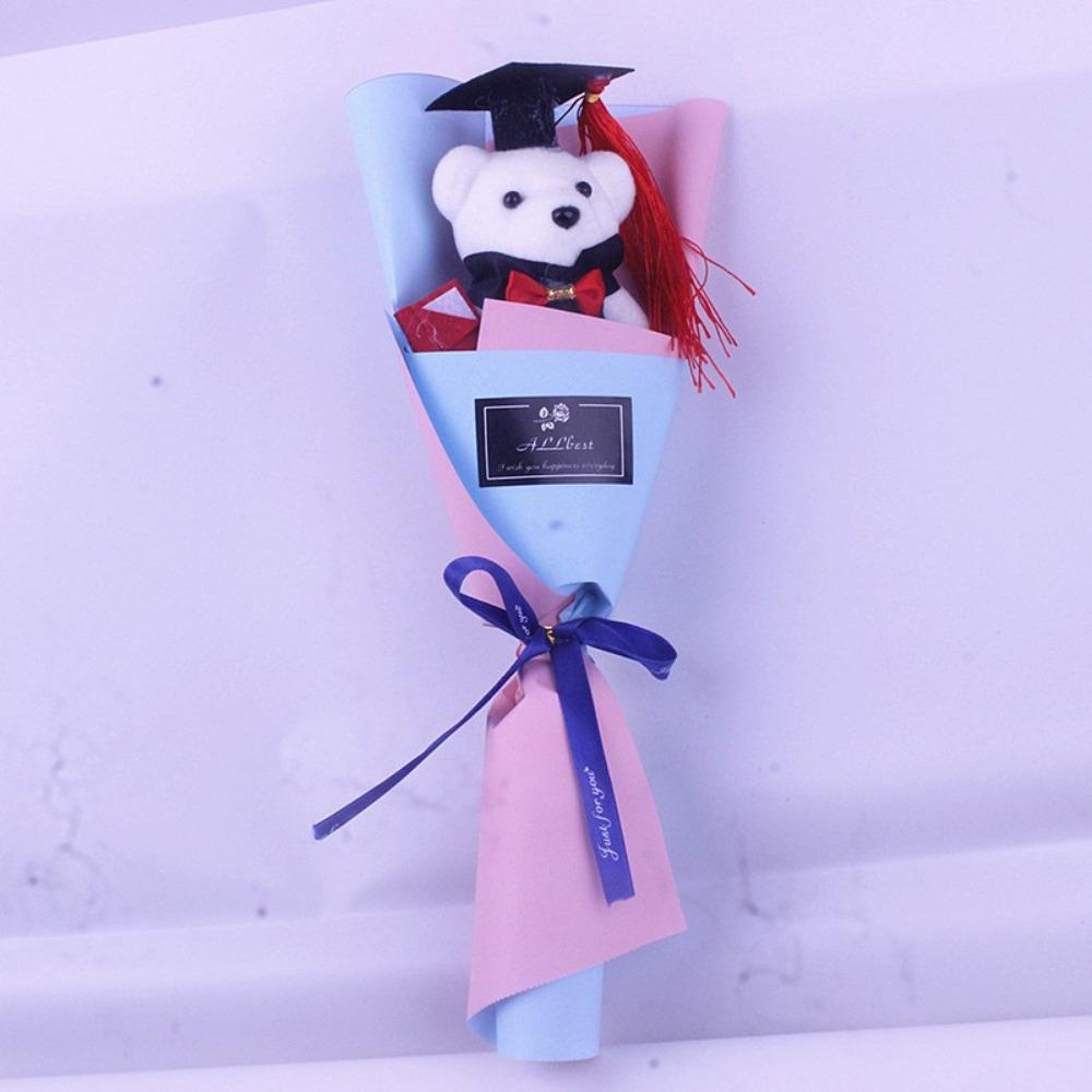 Plush Bear Bear Plush Bouquet Cartoon Doctoral Bear Toy Graduation Bear Bouquet  Birthday Party