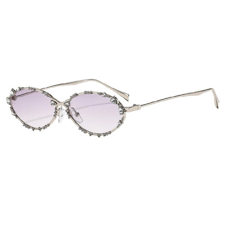 Trendy Elegant Sunglasses Crystal Embellished Metal Frame Polarized Lens Lightweight Design For Birthday Girl