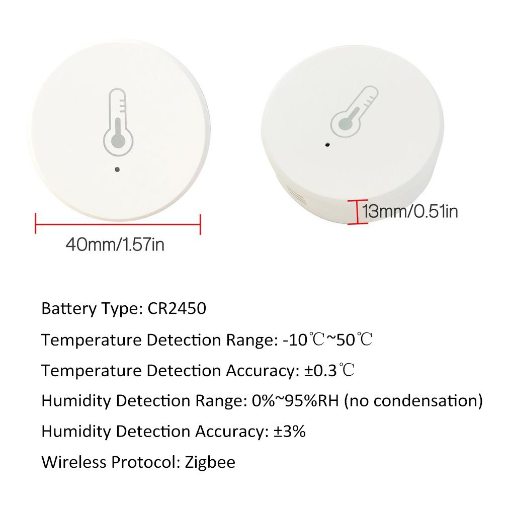 ZigBee Temperature Humidity Sensor with Alarm Function APP Control Indoor Temperature Humidity Monitor Smart