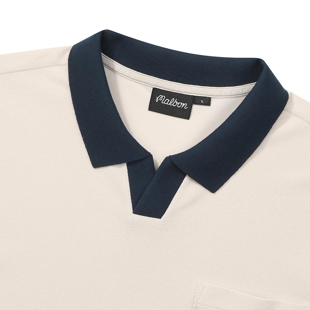 MALBON GOLF Premium Terry Open-Neck T-Shirt Cream (Man)