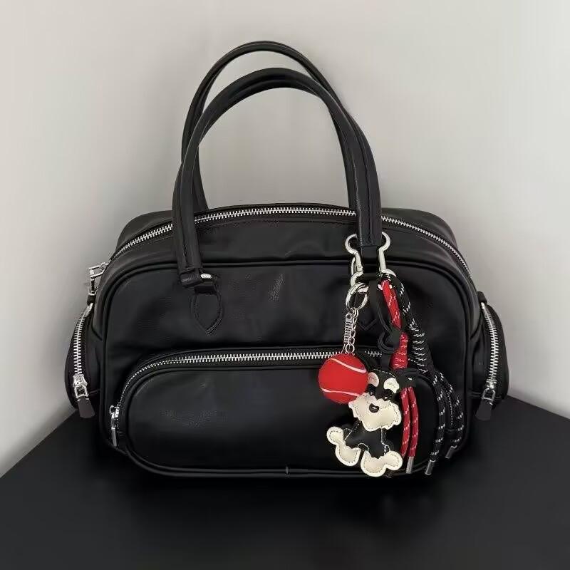 Lovely PU Leather Schnauzer Pendant Cute Puppy Animal Dog Fashion Bag Pendant Creative Woven Rope Bag Charms CLE